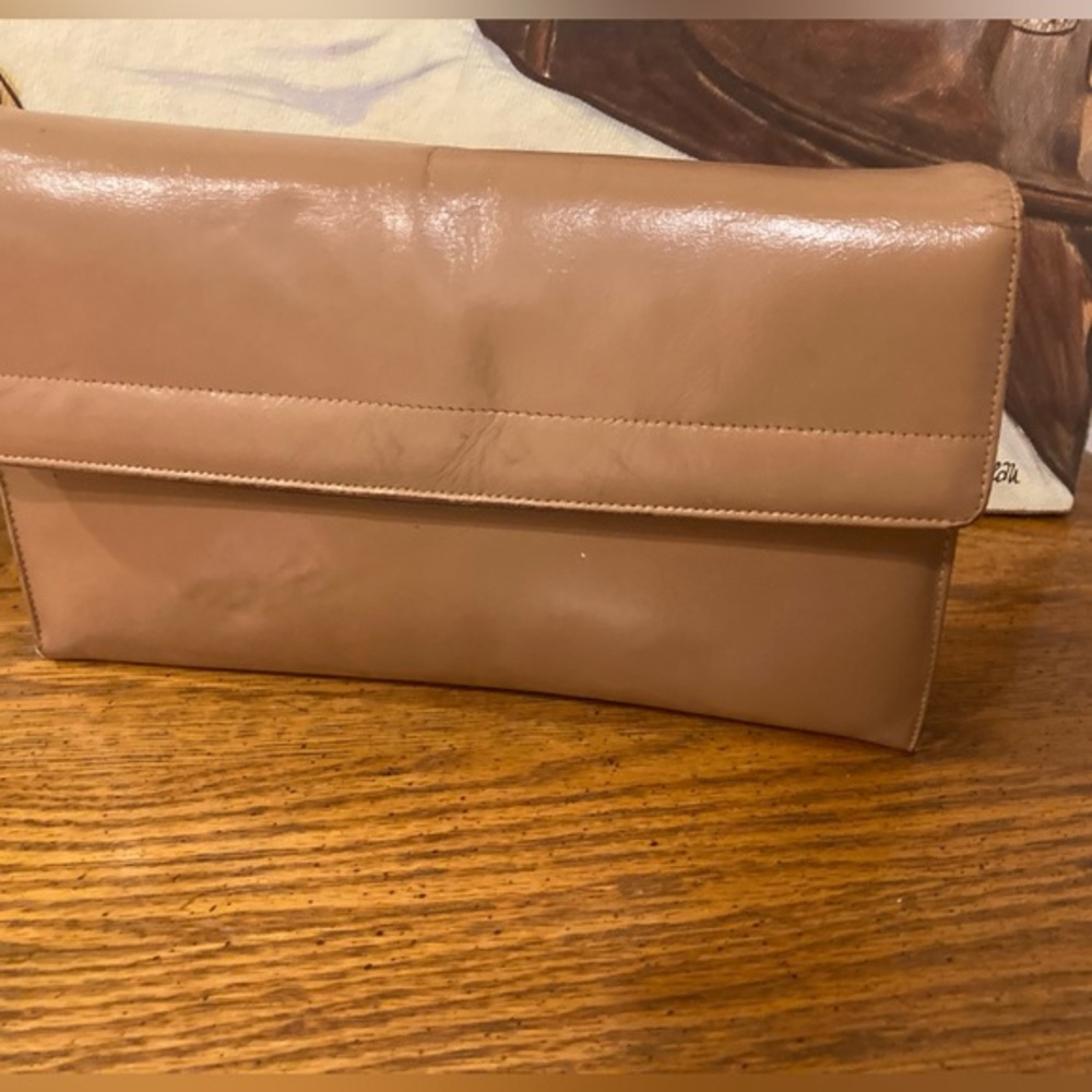 Vintage Leather Clutch - Carmel Brown